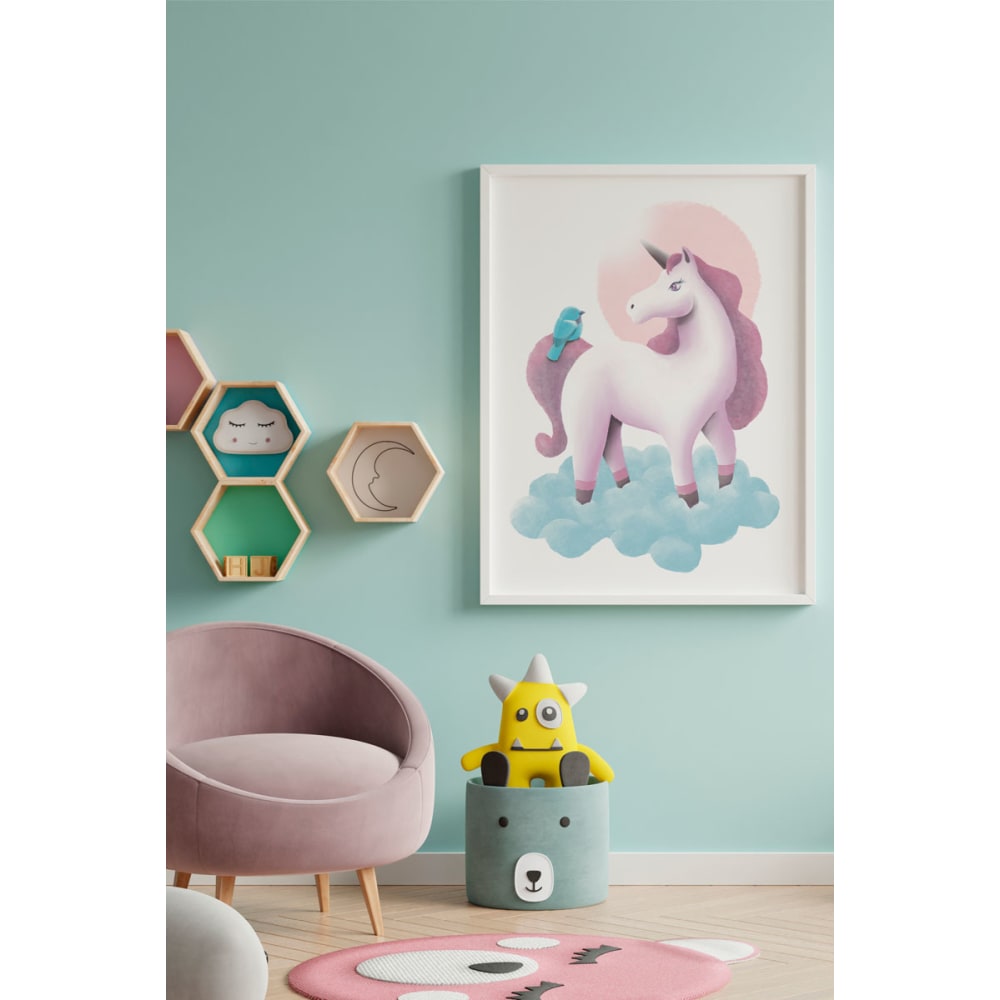 Garybank Mensola da parete con unicorno, per camera da letto, decorazione arcobaleno, appendiabiti per bambini, con ganci, mensola galleggiante da parete, per camera da letto, cameretta delle ragazze