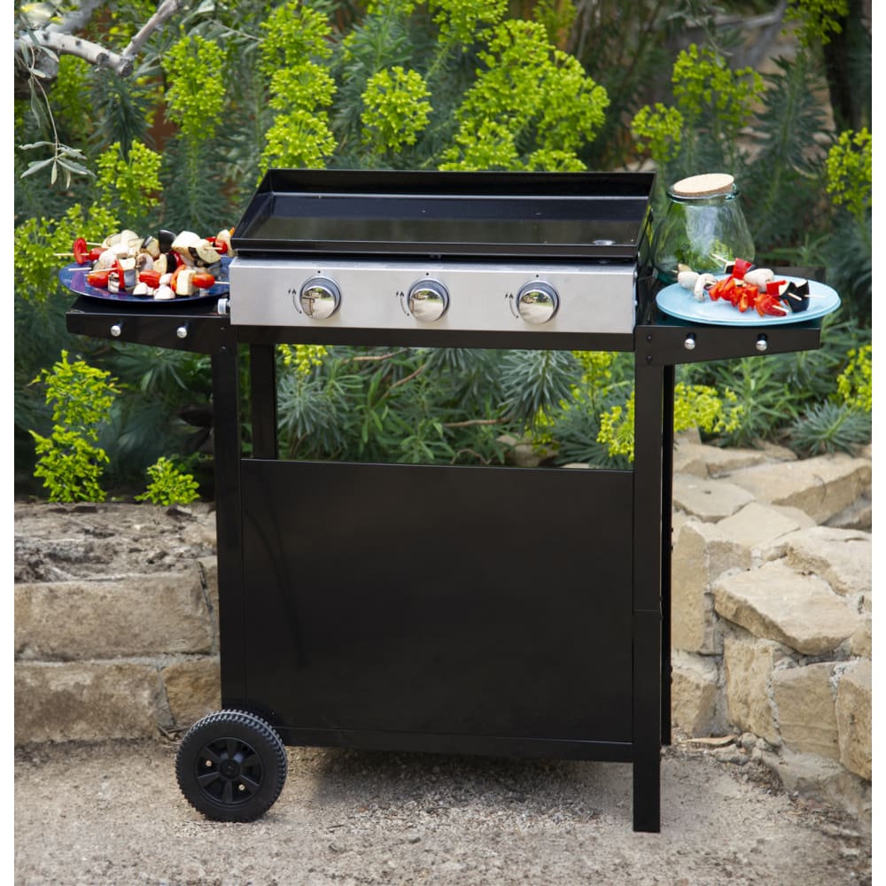 Navaris Plaque De Cuisson En Fonte - Grill Plancha Ronde Avec Pieds Amovibles Pour Barbecue