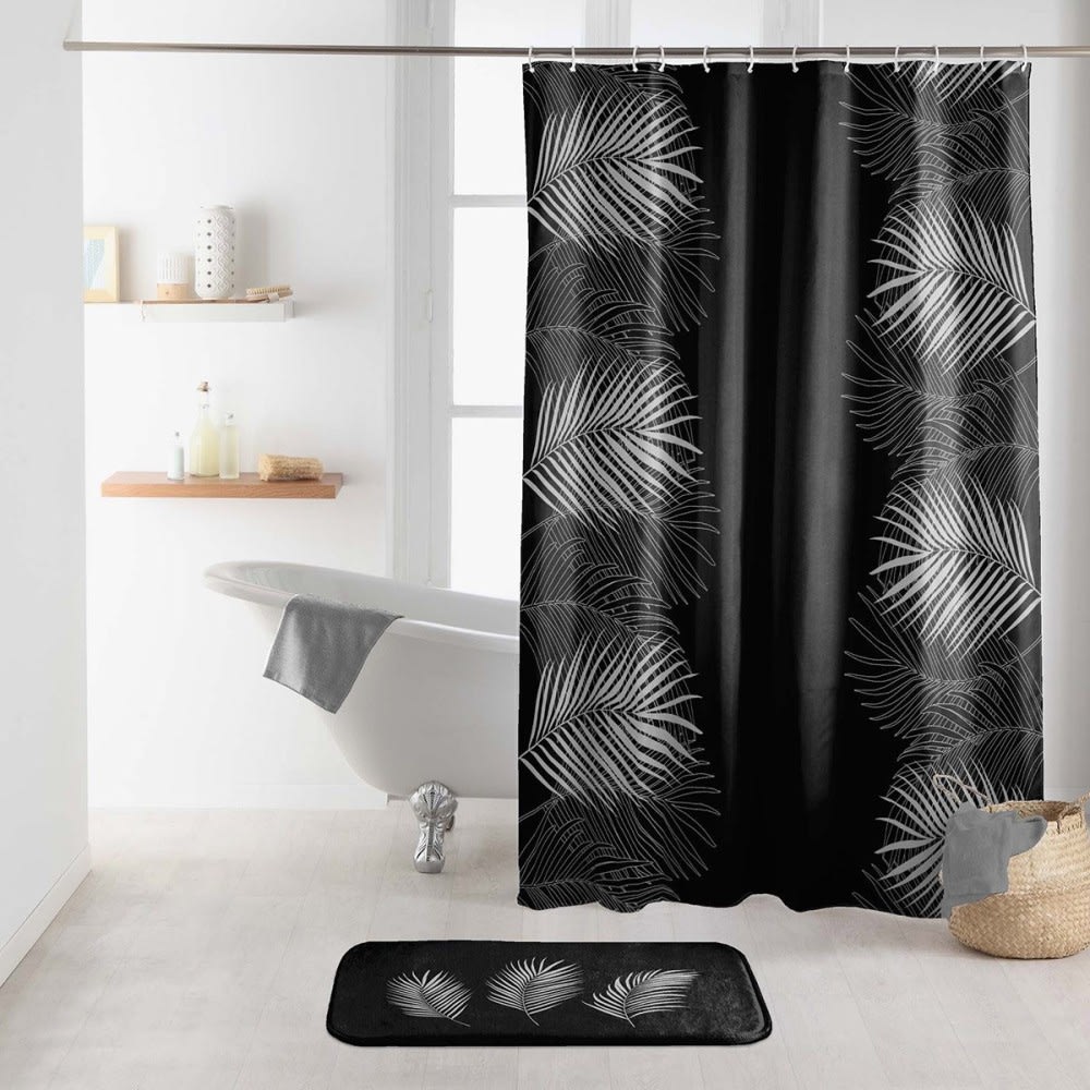 Rideau De Douche Noir Et Blanc à Nœud Papillon 180x180 Cm – Imperméable, Anti-moisissure, Avec 12 Crochets