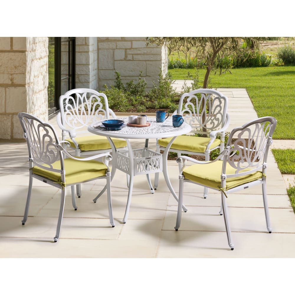 Gartentisch Set 4 Personen aus Aluminium, weiß Ancona