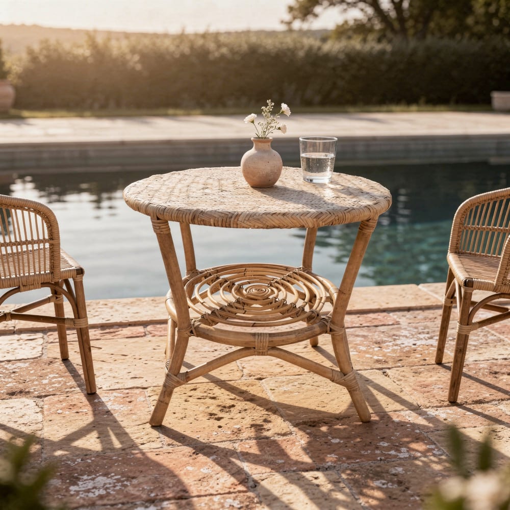 2 sottobicchieri in rattan stile boho, resistenti al calore, in
