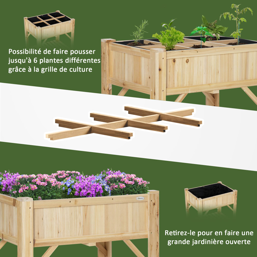 Jardinière En Bois Suspendue - Pot De Fleur Mural - Boîte Rangement Rectangulaire - Occasion