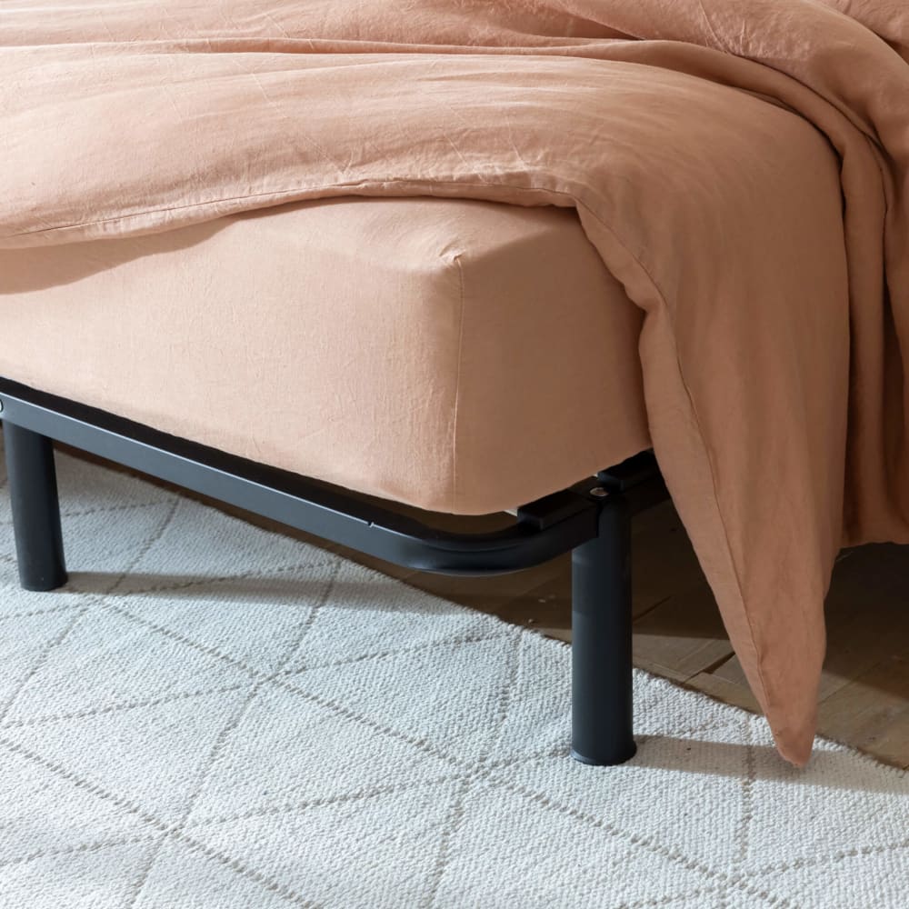 GOPLUS Cadre De Lit 140/160 X 200 CM, Lit Plateforme Avec Sommier à Lattes, Charge 300KG, Sommier à Matelas Métallique, (Noir,160x200 CM