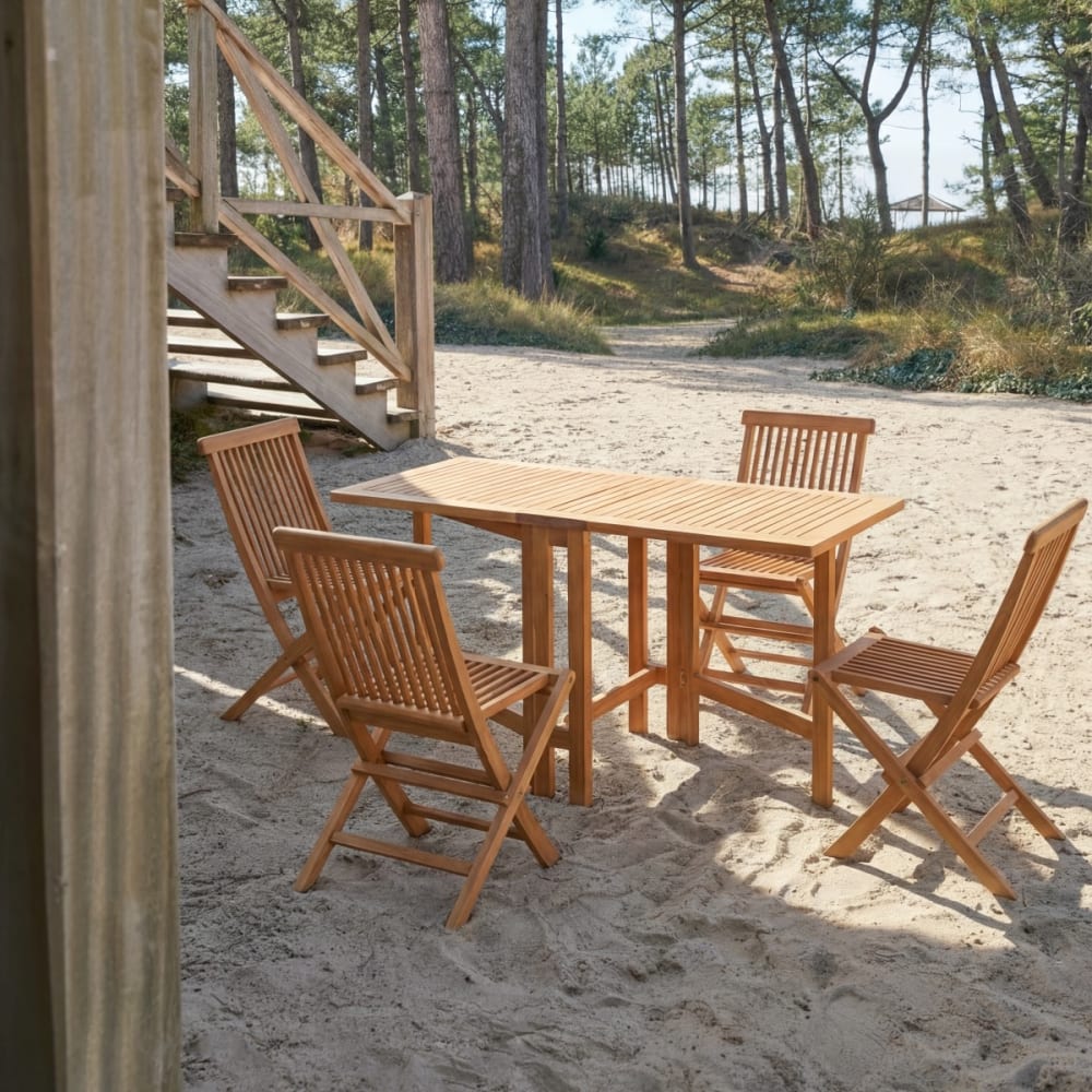 Klappbare Outdoor Gartenmöbel Set aus massiver Akazie 4 Stühle Capri