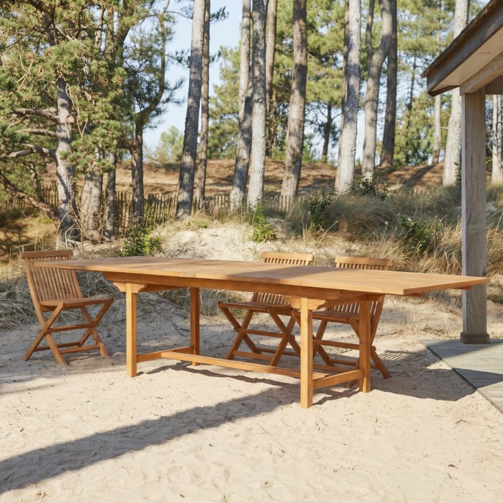 Rechteckige Outdoor Gartenmöbel Set aus massiver Akazie 12 Stühle Capri