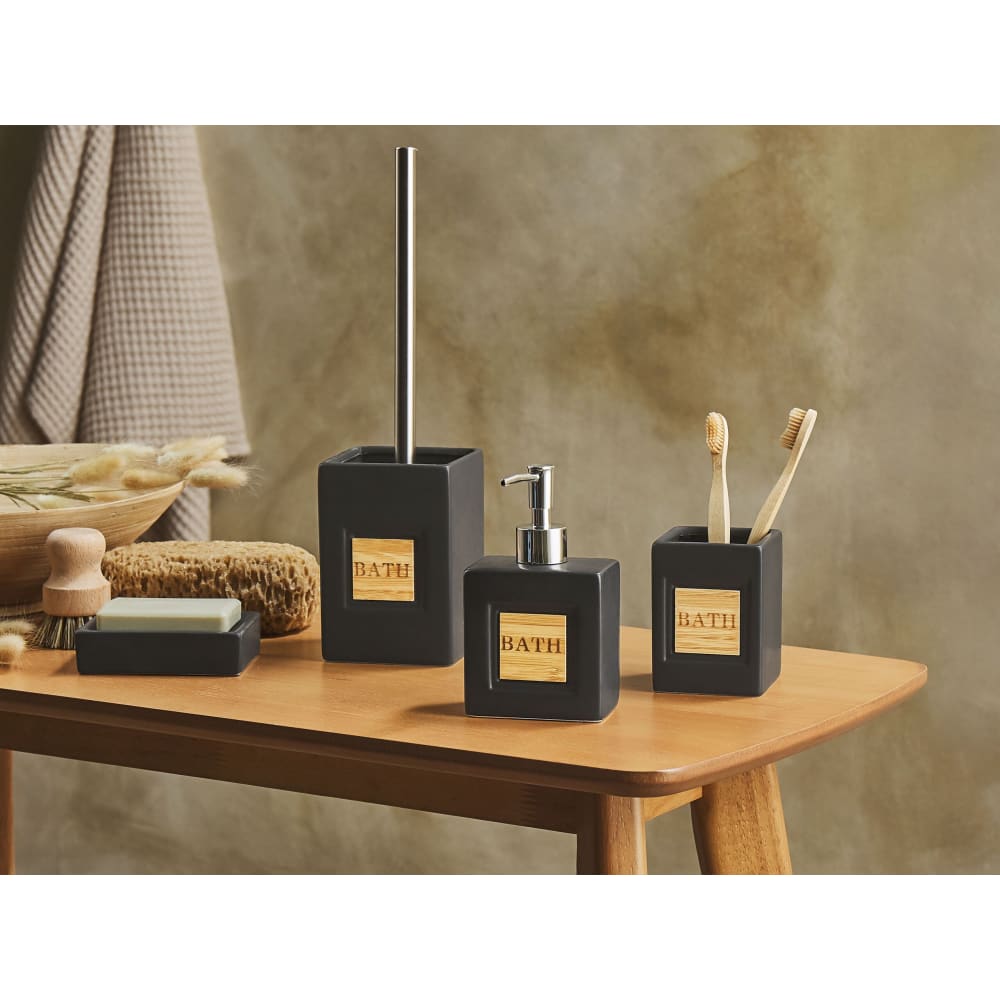 Badaccessoires Set 4-teilig Keramik Schwarz Kourou
