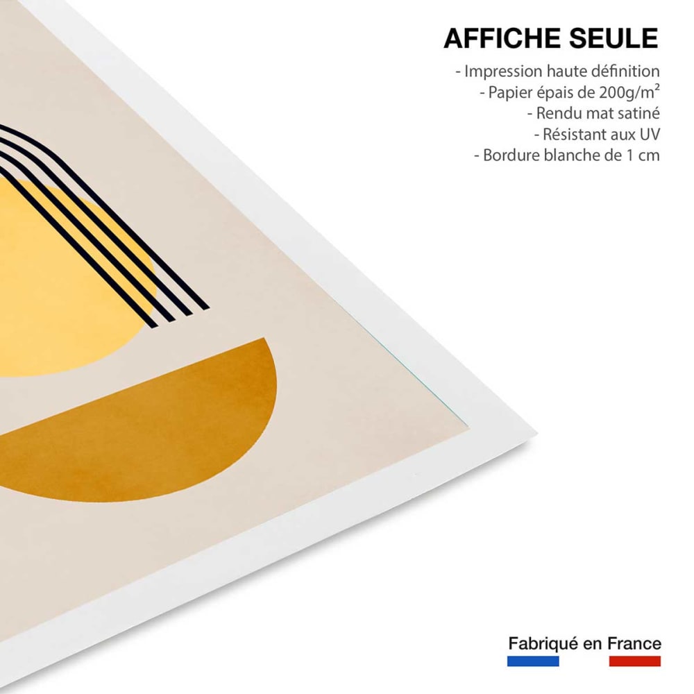 Affiche Art Mural Abstraite Jaune Bauhaus - Tableau Moderne Minimaliste 50x70cm Sans Cadre Pour Salon
