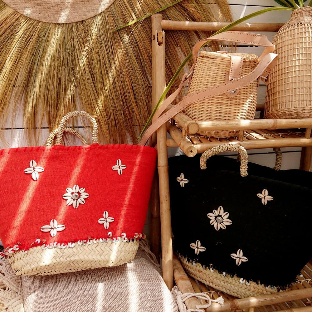 CMZYBBD Borsa da Spiaggia per Trasversali Intrecciata del Modello Floreale retrò - Borsetta Spalla Singola in Stile Etnico Femminile, con Corda di Carta-Cachi