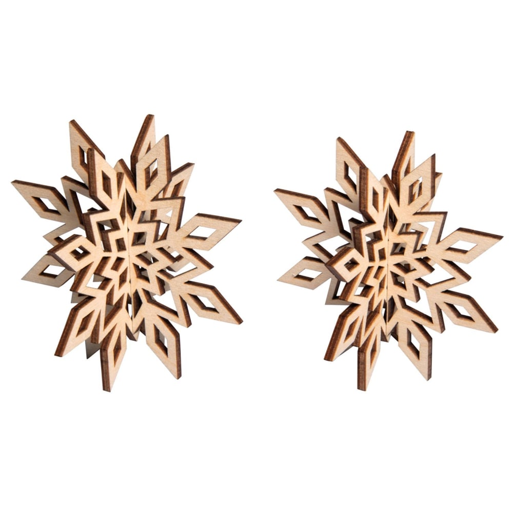 45pcs Flocons De Neige En Bois 5cm - Décorations Noël Inachevées à Personnaliser Pour Arbre Et Fête