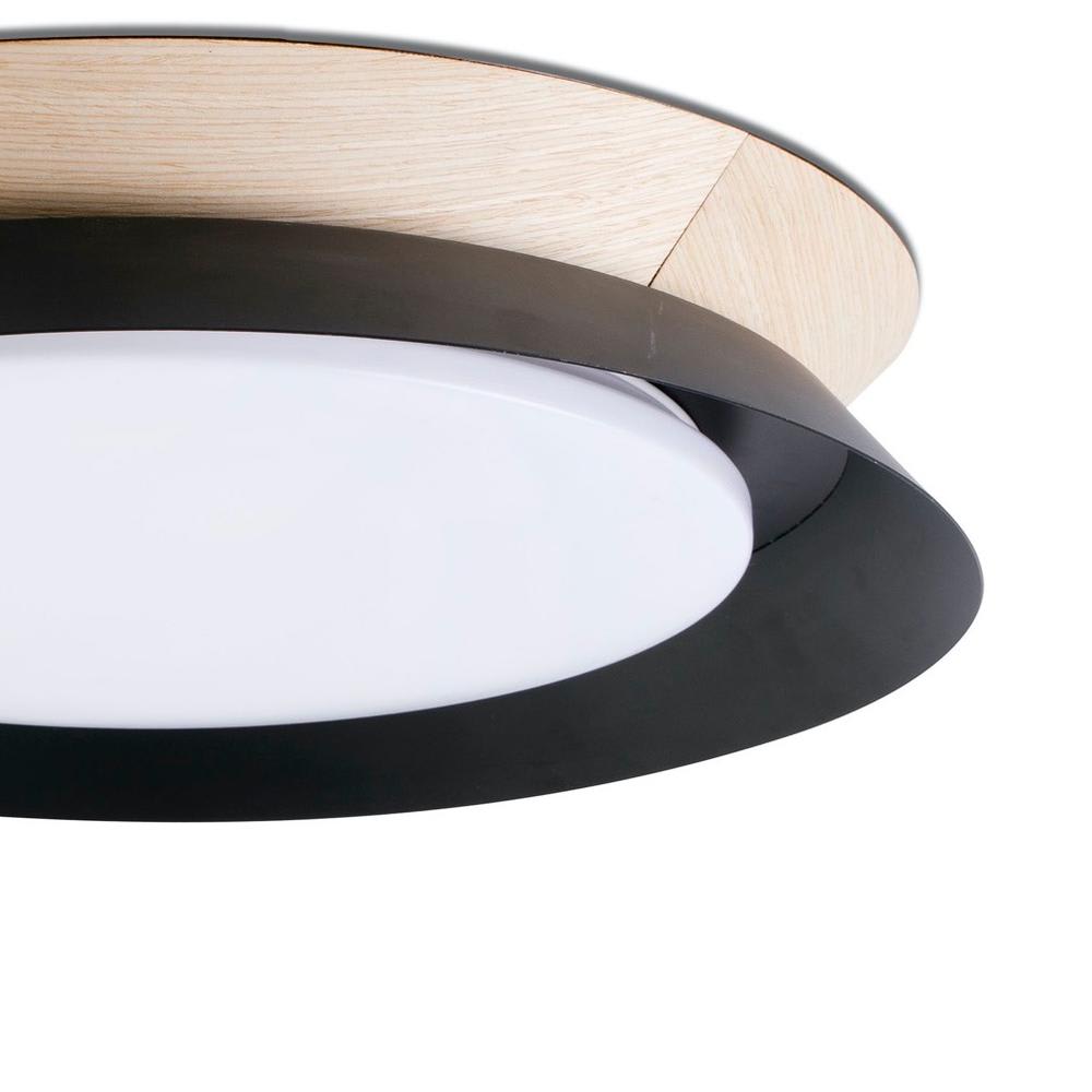 Lampada A Soffitto LED Favorina 121 Cm, Dimmerabile Con Interruttore, 44W 5050lm 3000K, Design In Metallo E Legno, Nero/Naturale/Bianco - 2