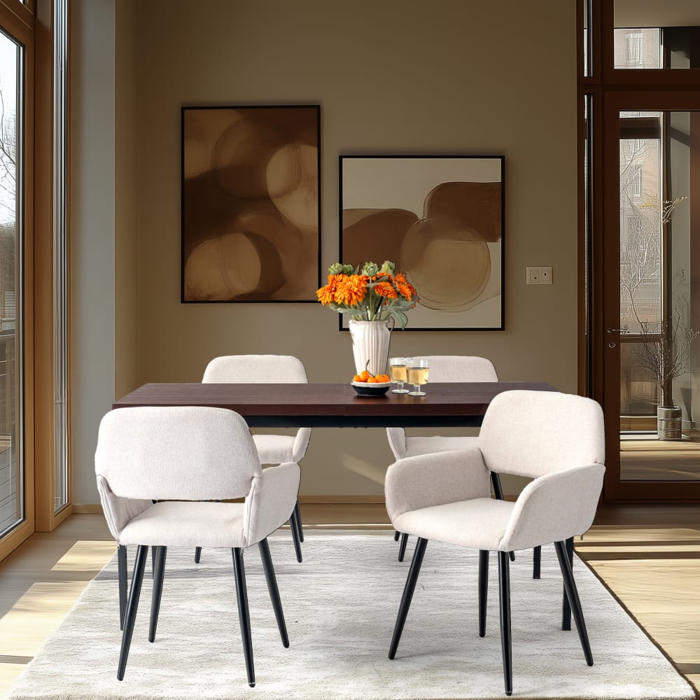 Set Di 8 Sedie Da Pranzo Scandinavian H.J WeDoo - Design Retrò, Gambe In Faggio Grigio - 2