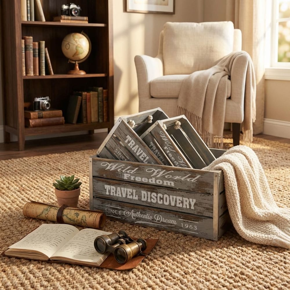 Set Di 5 Casse In Legno Di Pino Rustiche – Dimensioni Variabili Per Decorazione E Organizzazione