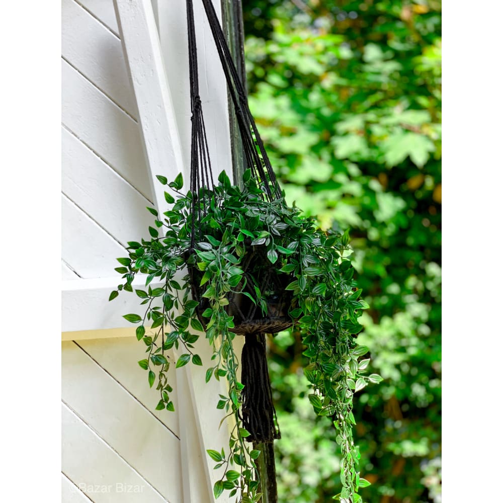 Pflanzenampel aus baumwolle, schwarz Macrame