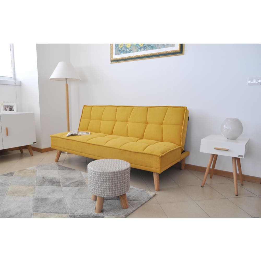 Canapé Lit 3 Places Clic-clac Moderne En Tissu Beige - Confort Foam, Design Contemporain