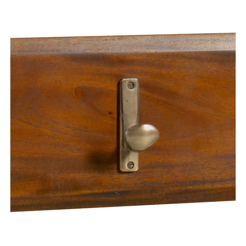 Appendiabiti Da Parete Retrò In Legno – 5 Ganci Marroni, 49 Cm, Salvaspazio Per Ingresso E Bagno