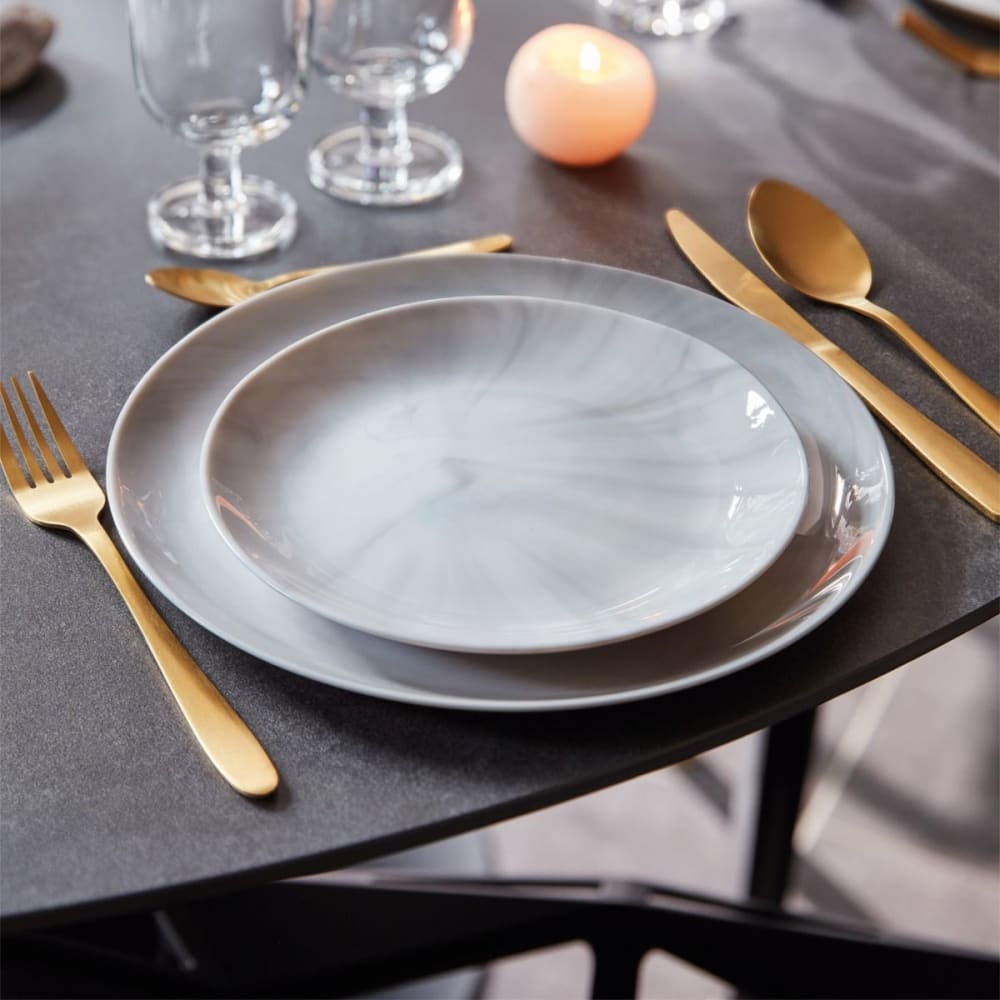 Lot de 6 - Assiette à dessert en céramique gris clair