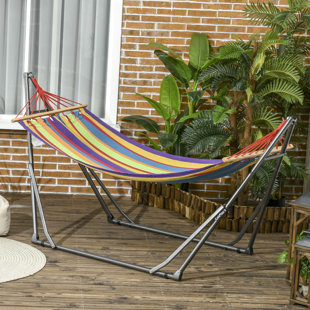 Hamac Alpha Camp Avec Support - Portable, Bleu, Capacité 113 Kg