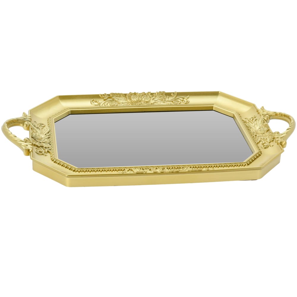 Plateau Ancien En Verre – Décor Doré Et émaillé, Pour Service, Vintage