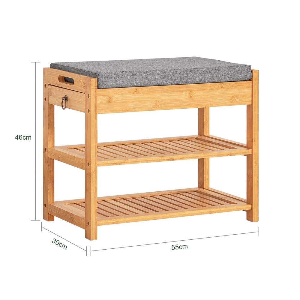 Kesper Scarpiera Con Seduta Imbottita E Vano Portaoggetti - In Legno Truciolare FSC - Grigio - Dimensioni 60x47x30 Cm - Contiene Fino A 6 Paia Di Scarpe - 4