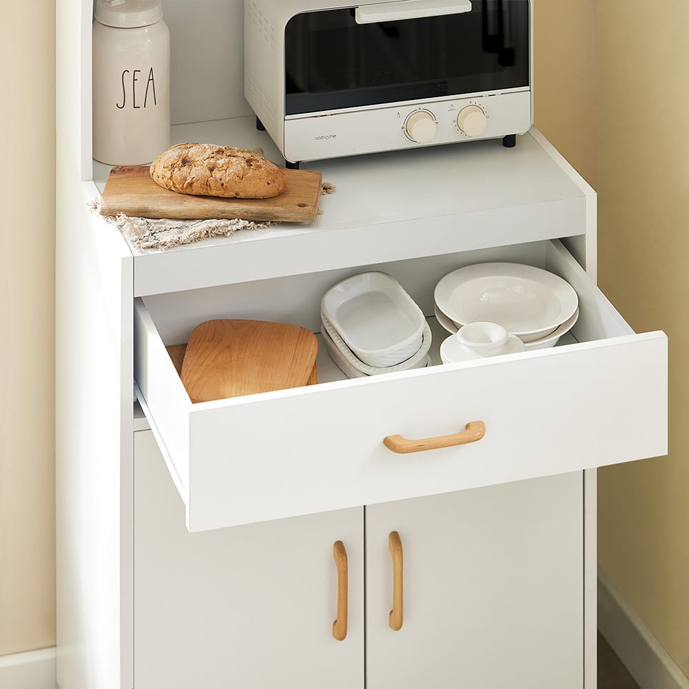 Mobile Cucina Microonde Carrello con Ruote Armadio 2 Ante 1 Cassetto 3 Ripiani - Bianco | Leroy Merlin