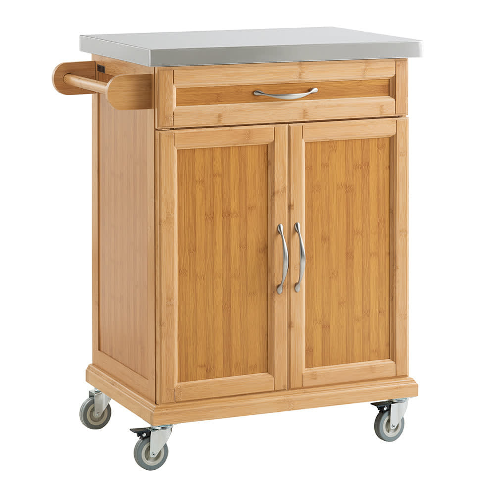 Carrello Portastoviglie SogesPower A 4 Livelli In Bambù – 53x30,5x80 Cm, Con Ruote Bloccabili, Per Cucina, Bagno E Garage