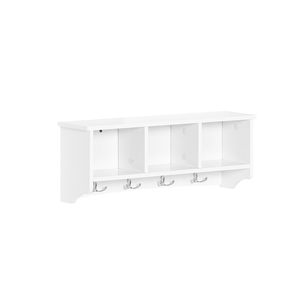 HAKU Möbel Appendiabiti Da Parete Moderno - Cromo Scuro E Bianco, 60x40x29 Cm, Con Ripiano E 6 Ganci