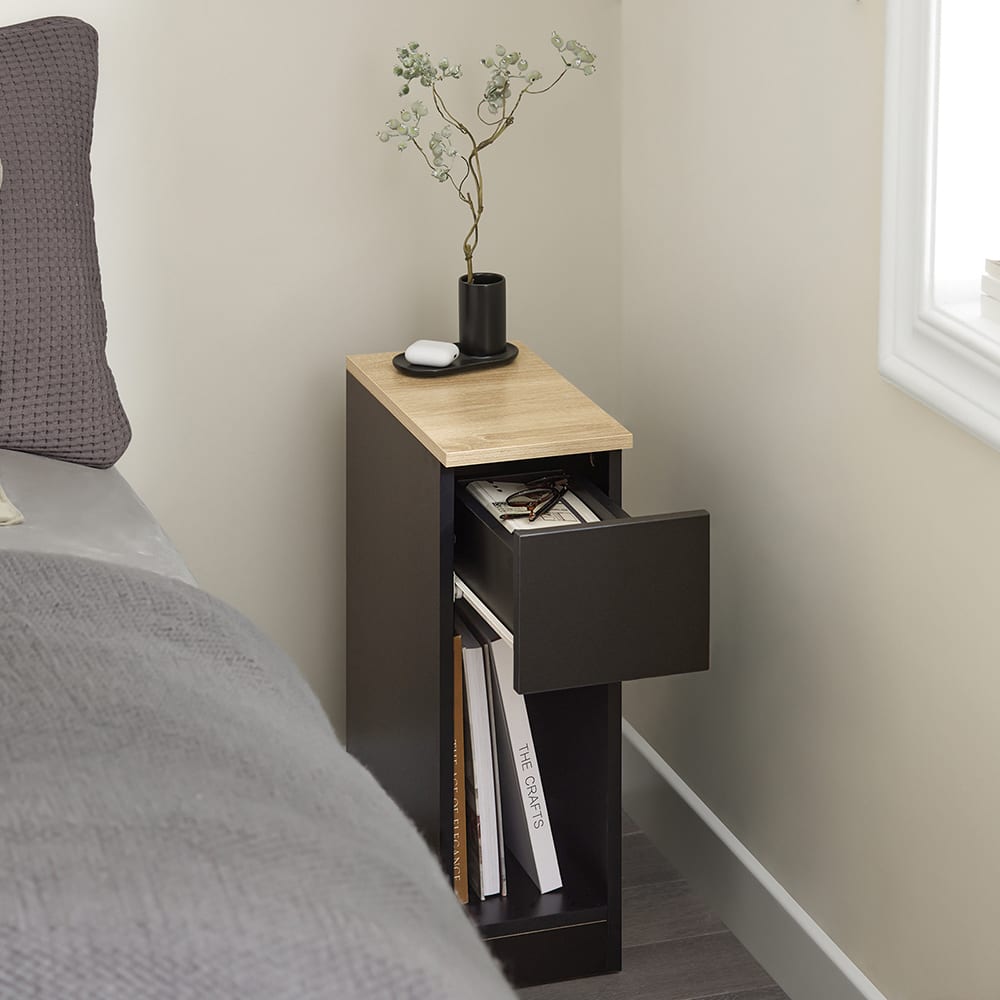 Nachttisch mit Schublade für Boxspringbett PB MDF Schwarz