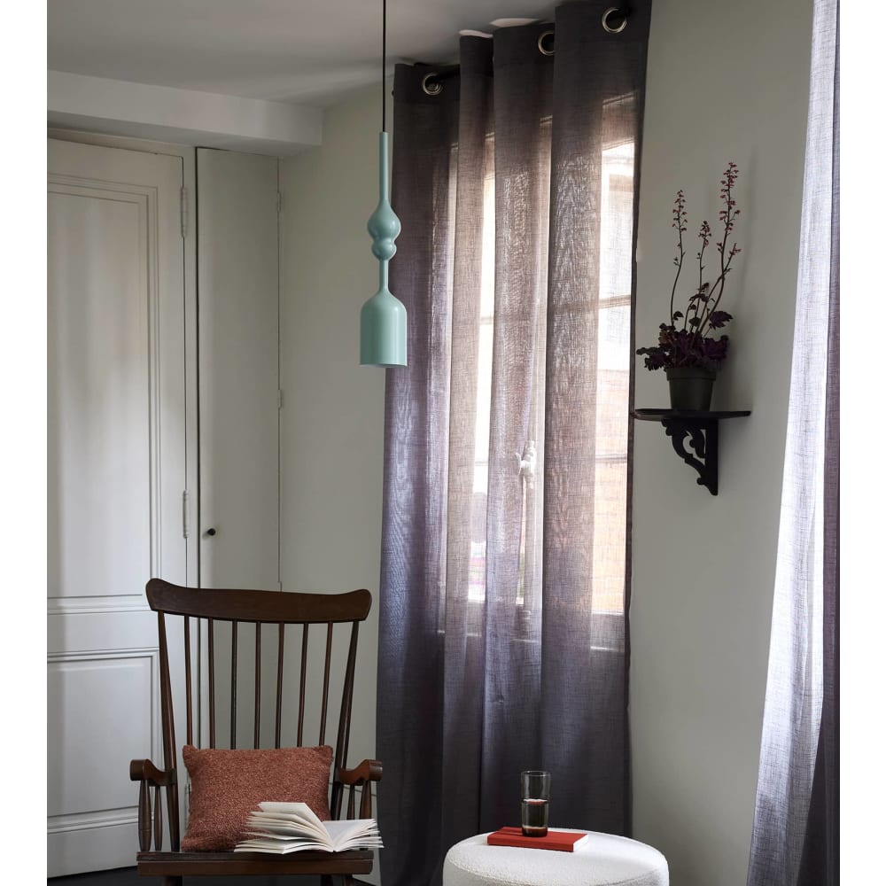 Tenda In Lino Con Occhielli Madura Carlina 144x280 Cm - Colore Verde, Aspetto Naturale, Lavabile A 40°