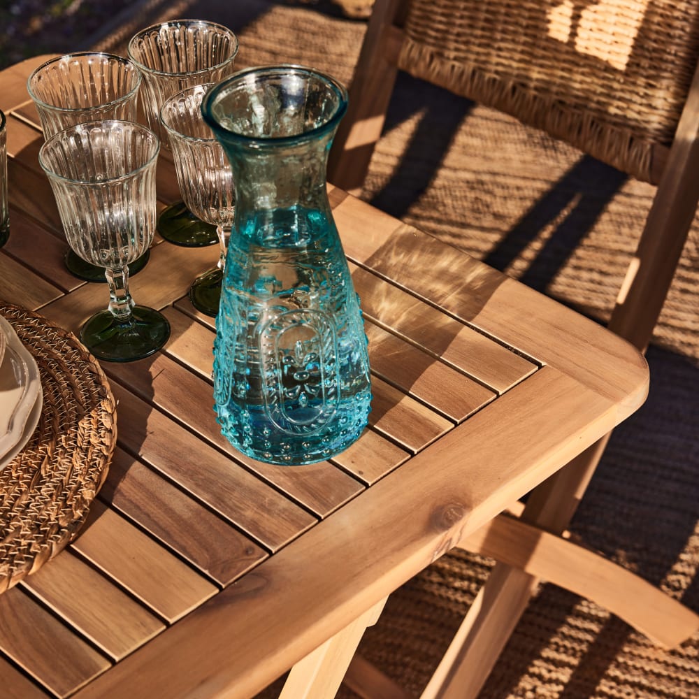 BDW Ensemble Meubles Balcon - Table Verre 70x40cm + 2 Chaises Pliantes - Idéal Petit Espace Noir