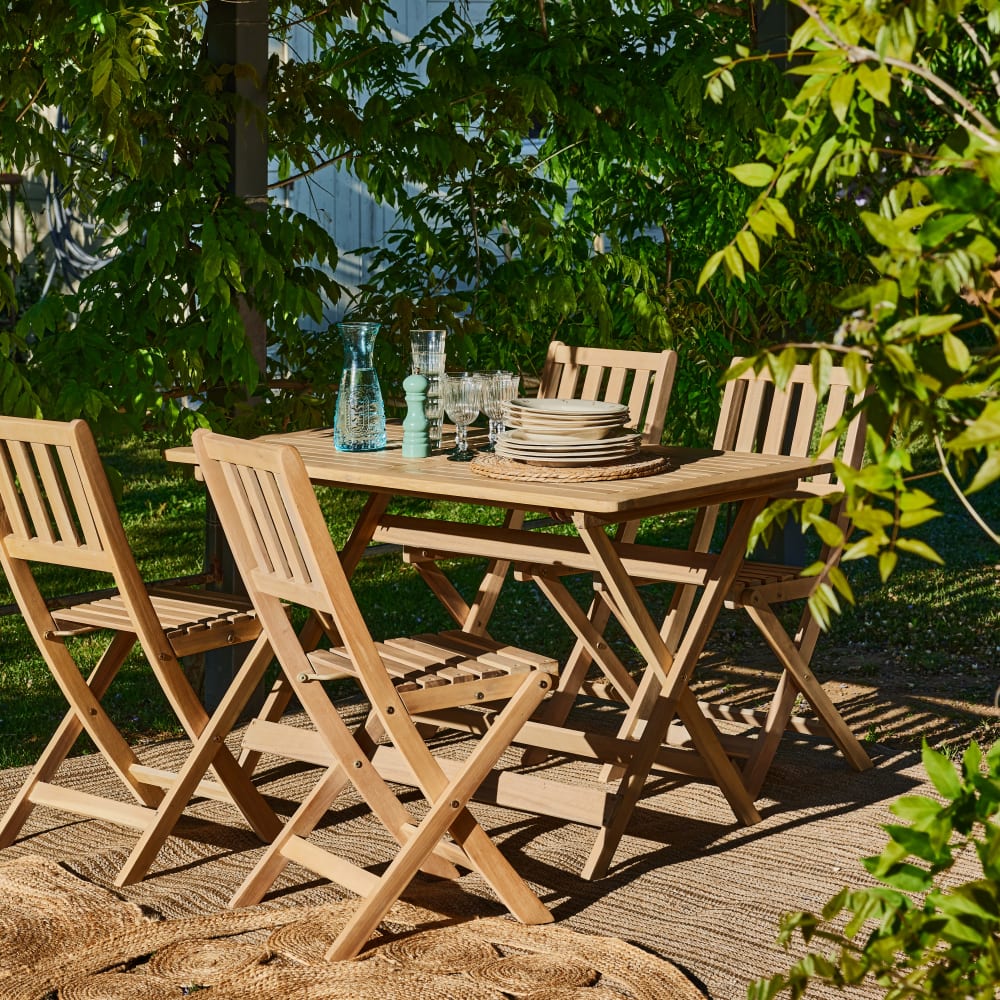 Jet-Line Ensemble Meubles Jardin 3 Pièces Blanc - Table + 2 Chaises Pliantes Balcon, Acier Revêtu Résistant Intempéries