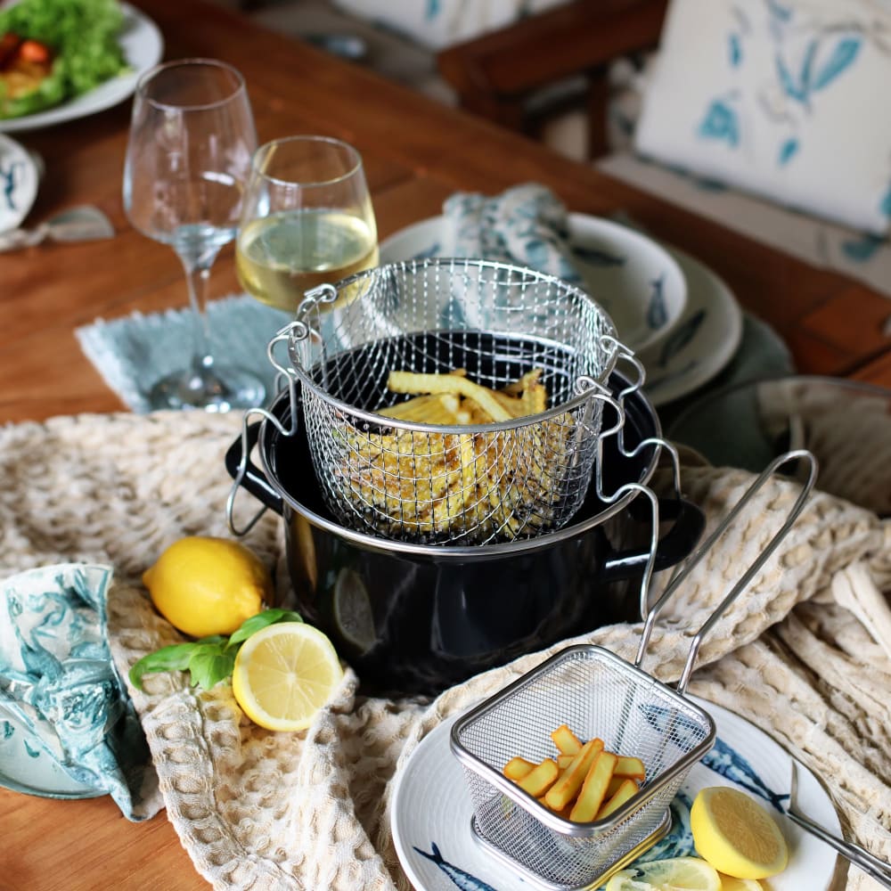 Friteuse Du Nord Menastyl 28cm Acier Émaillé Noir - Panier Inclus Compatible Induction