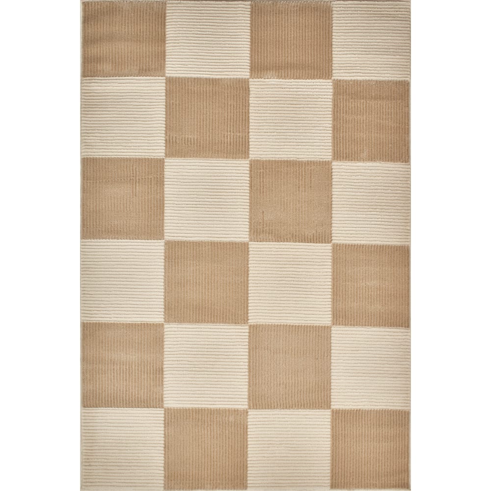 Carpettex Tapis Couloir 60x110 cm Crème Design à Carreaux