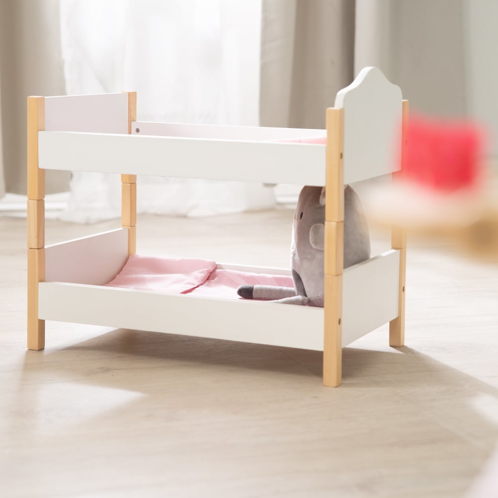 Lit Superposé Miniature Toyvian à L’échelle 1/12 – En Bois Avec Matelas, Pour Maison De Poupée, Déco Réaliste