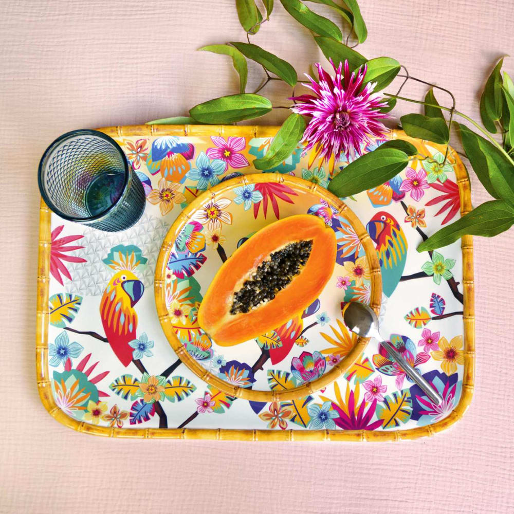 ANCIEN GRAND PLAT 39 cms en Faïence Signé G.M à Décor Floral EUR 39,90