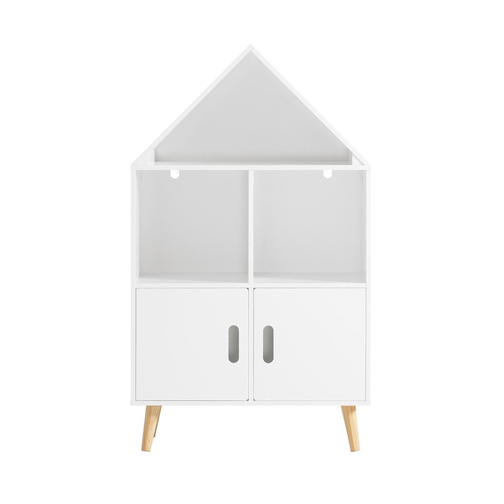 Kinderregal mit Haus-Design Kinderzimmer MDF Kiefer Weiß