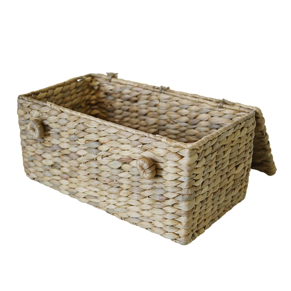 AUNMAS Panier De Rangement En Jonc De Mer Avec Couvercle - Panier Rectangulaire Tissé Naturel Pour Chambre, Salon Et Salle De Bain