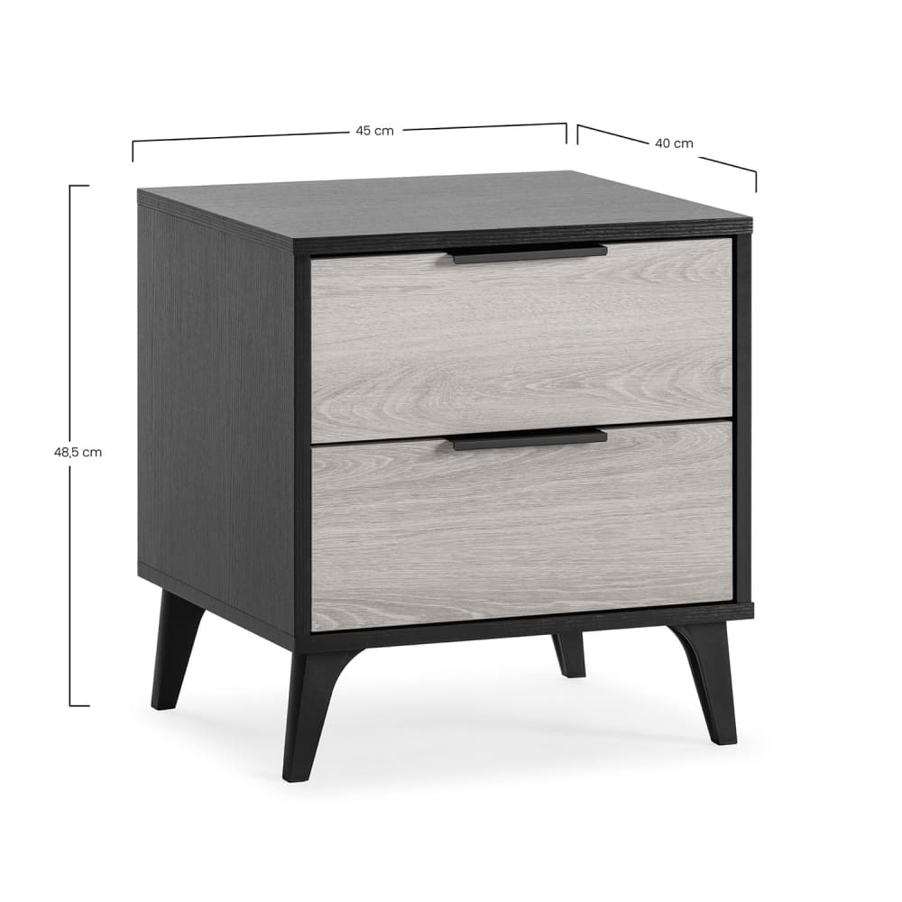 CDF Table De Nuit Malwa M2 Chêne Artisan - 2 Tiroirs Spacieux Sans Poignée Pour Chambre Moderne
