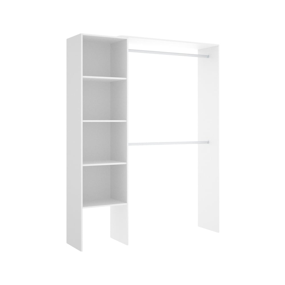 Großer Kleiderschrank in weißer Holzoptik, 140 x 40 x 187 cm Makalu