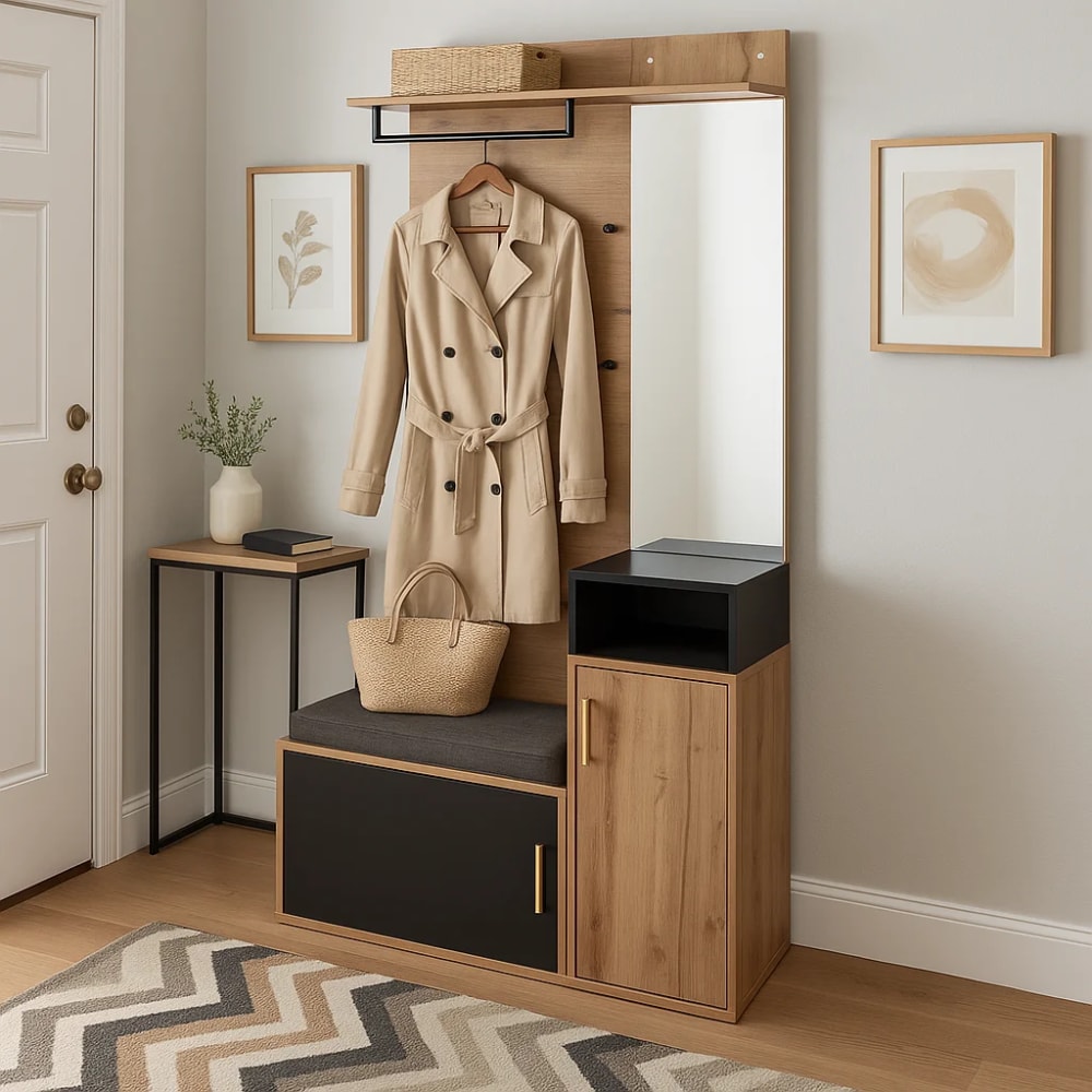 Moderne Garderobe mit Sitzfläche und Integriertem Stauraum