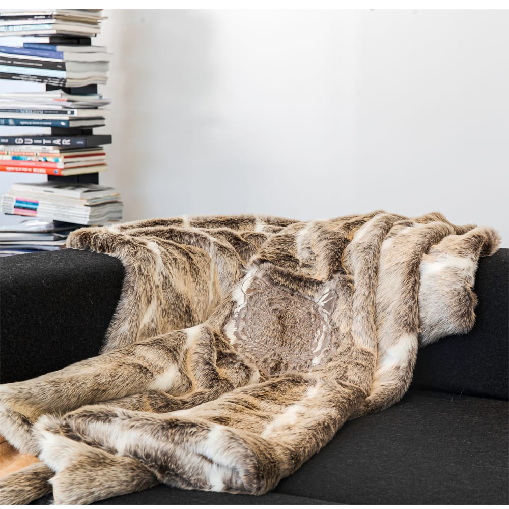 Coperta In Finta Pelliccia FY FIBER HOUSE | Morbida Doppia Faccia: Pelliccia Sintetica 300g E Flanella 200g, Colore Cappuccino, Cm 150x160, Lavabile, Per Divano E Letto