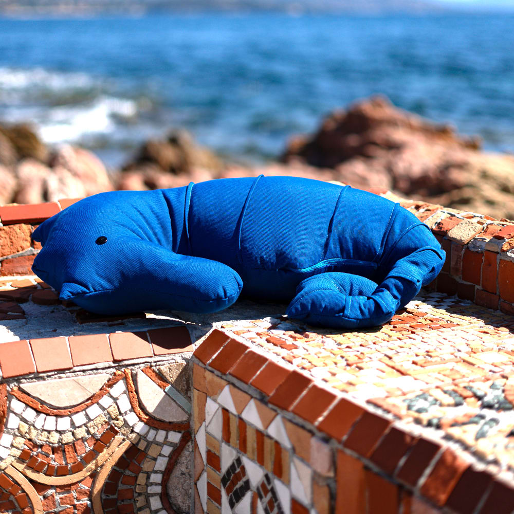 Outdoor-Kissen Seepferdchen marineblau