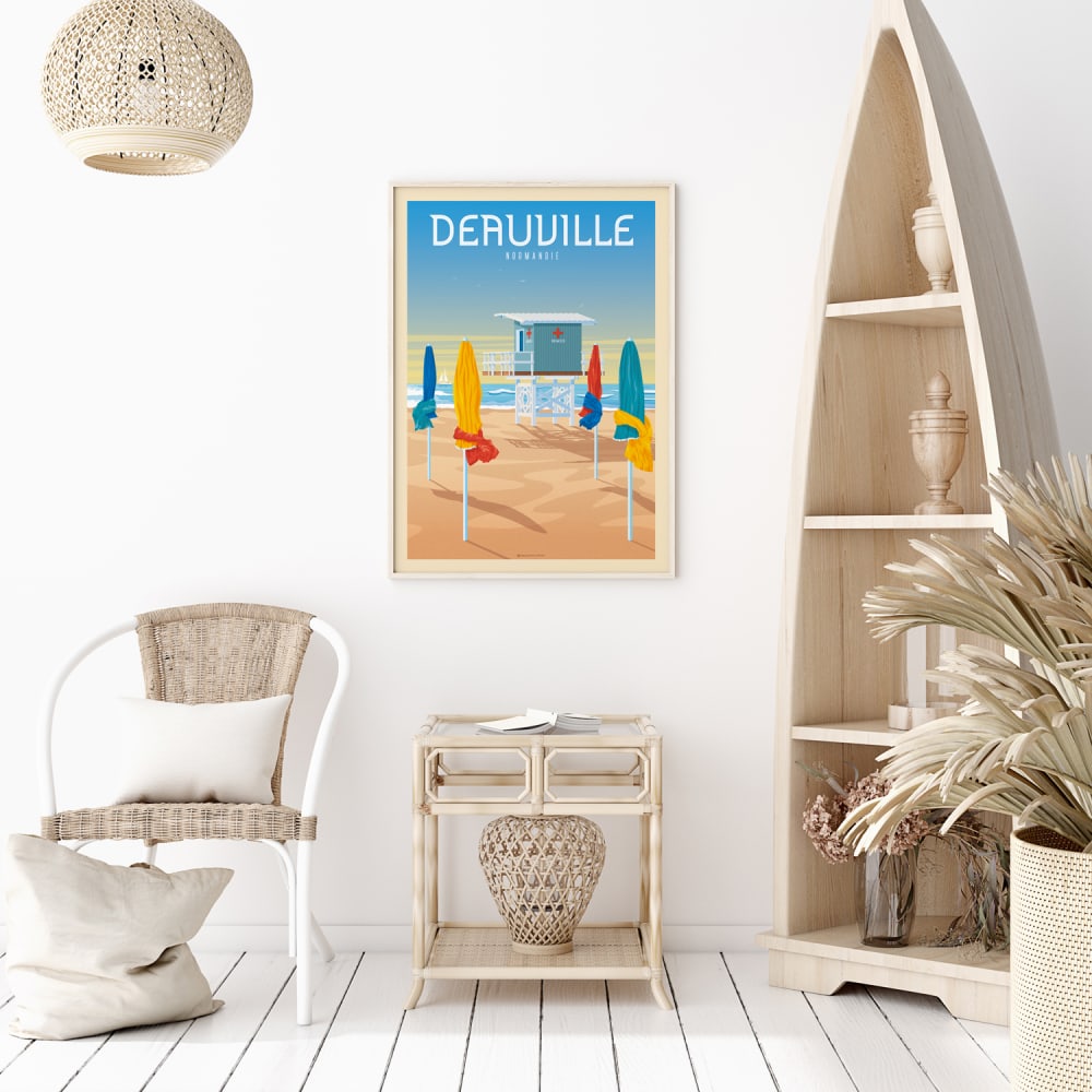 UEJD Deauville Normandie Affiche de voyage vintage décorative moderne sur toile pour chambre à coucher, 12x18inchs(30x45cm