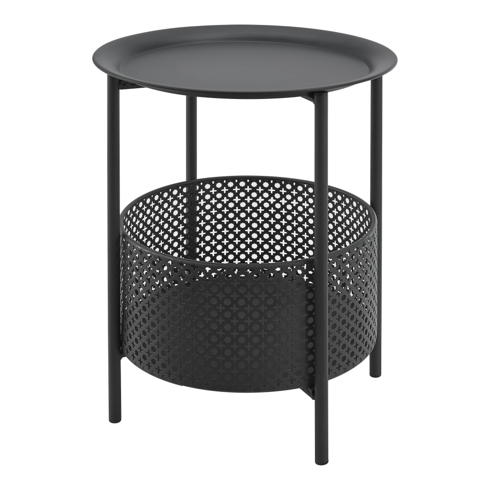 Beistelltisch mit Korb aus Metall 46 x 35 cm, in Schwarz KRUIBEKE