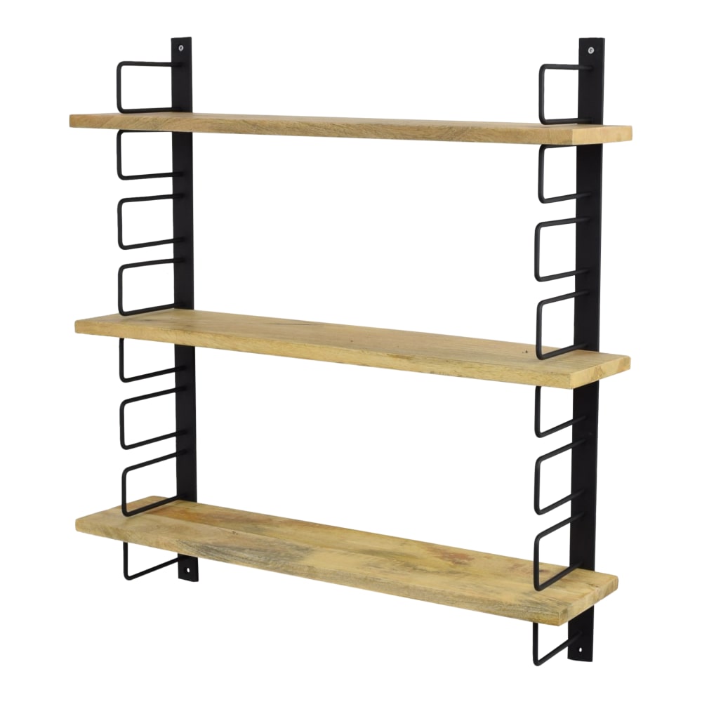 Wandregal aus Holz, 74x64x13 cm, Schwarz