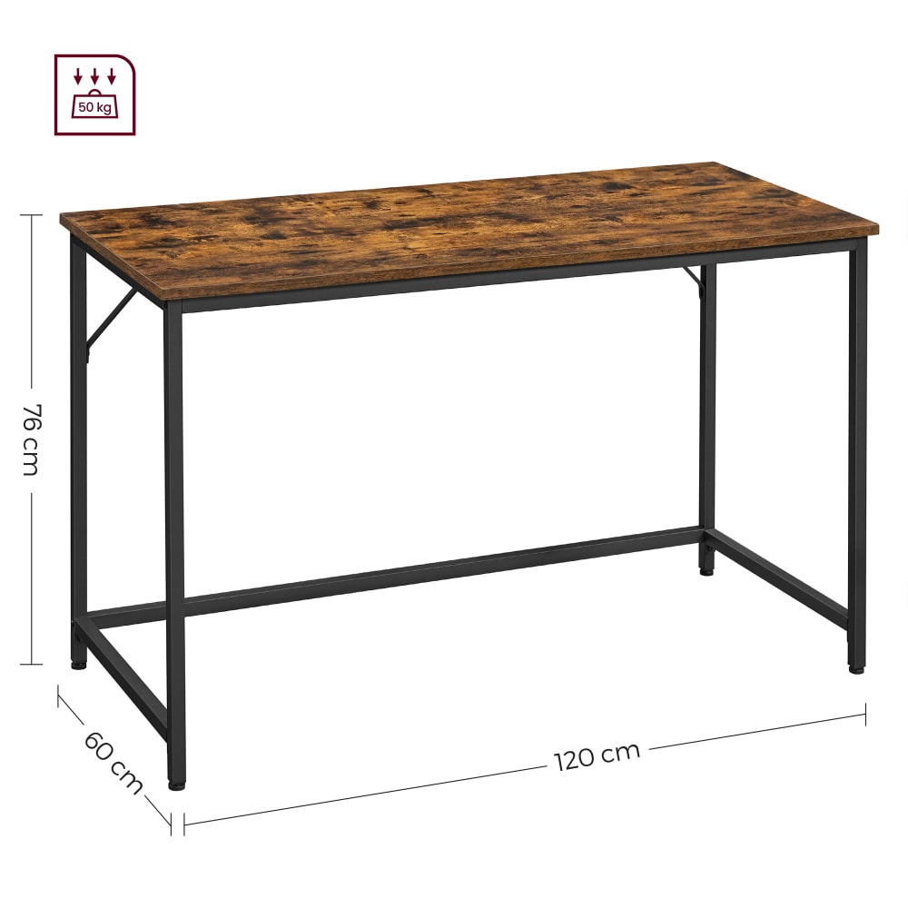 Devoko Bureau D'Ordinateur 80x50x75 Cm – Style Industriel Minimaliste, Marron Rustique, Idéal Pour Petits Espaces Et Télétravail