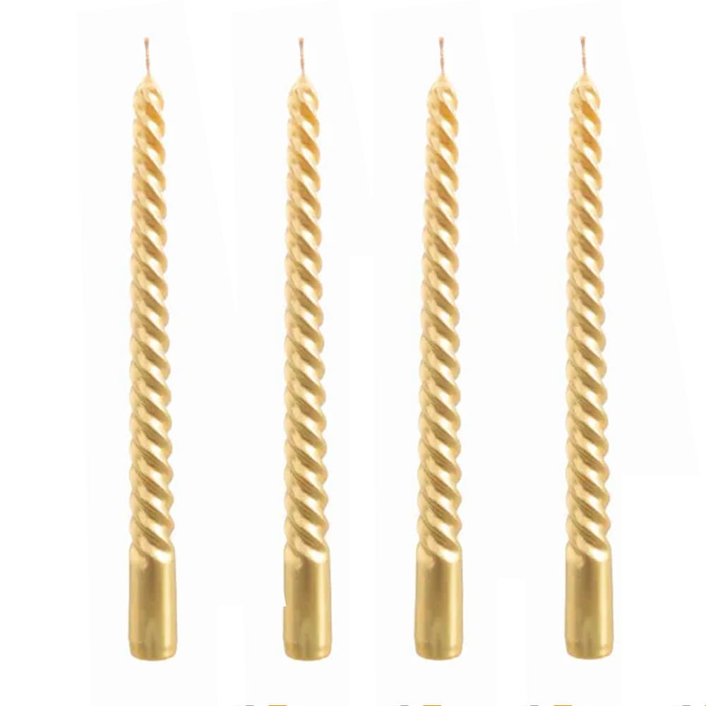 Lot 72 bougies torsadées 4 couleurs Anniversaire pour gâteau de fête, haut. 6 cm et bobèches