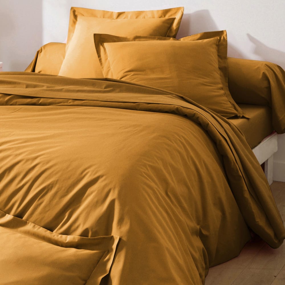 Housse De Couette Coton Percale Marron 240x220 Someo - 80 Fils/cm², Douce Et Confortable