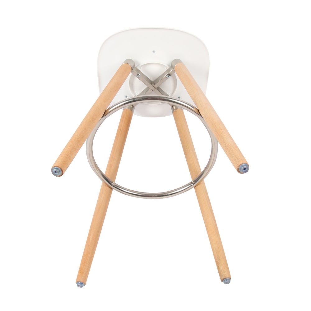 Set 2 Sgabelli Da Bar In Legno Di Faggio E PP – Altezza Seduta 75 Cm, Con Poggiapiedi, Bianco