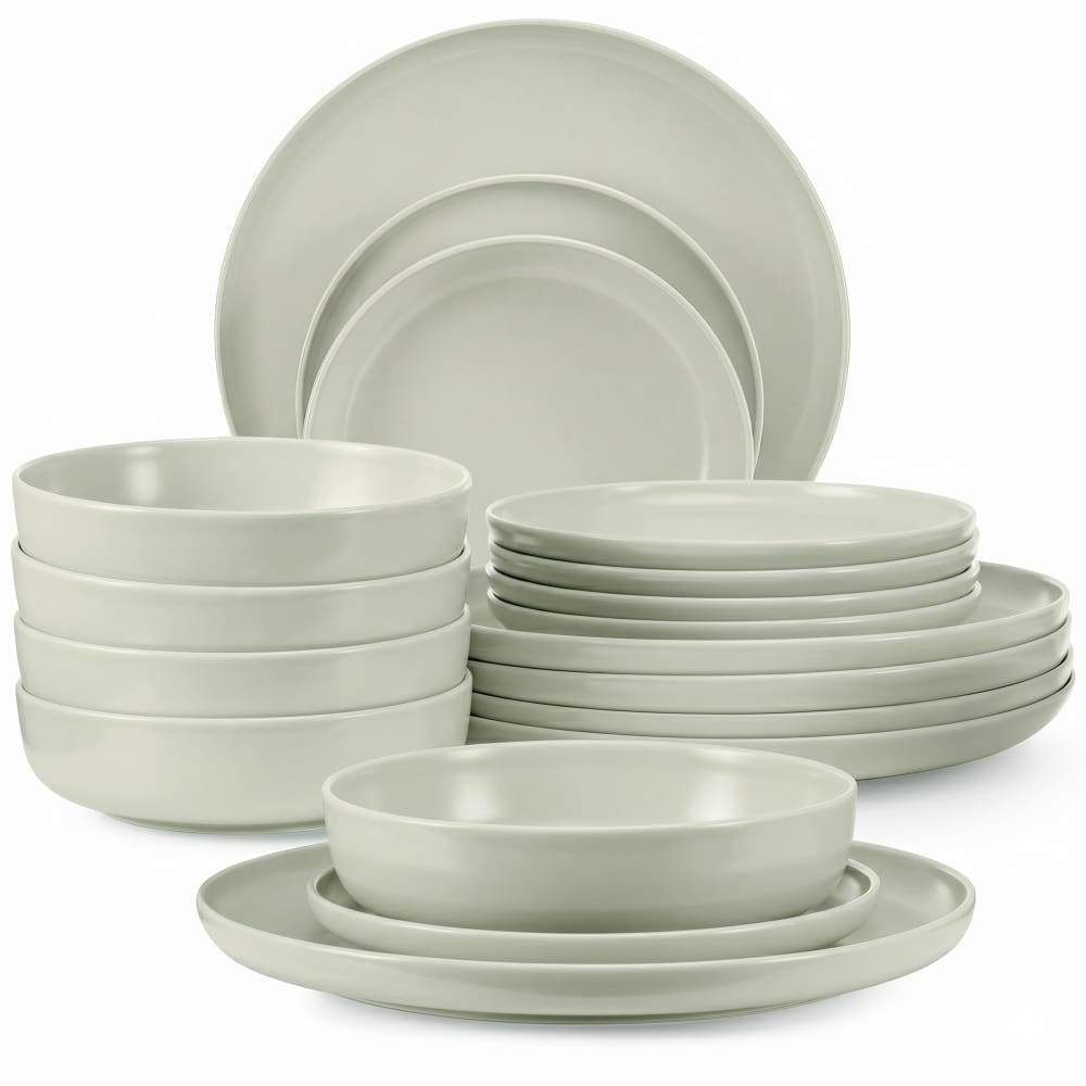 Tafelservice 6 Personen 18-tlg aus Keramik, Beige Victo