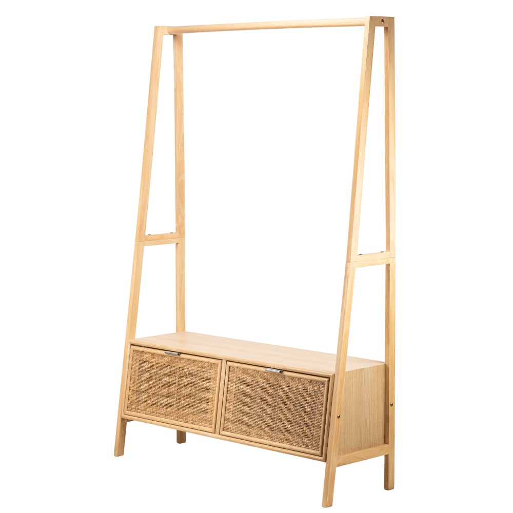 Flurgarderobe aus Holz und Rattan Braun